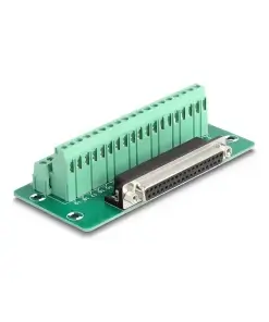 טרמינל בלוק DIN rail בחיבור הברגה לשקע D-Sub 37 pin צבע ירוק DELOCK | 66914
