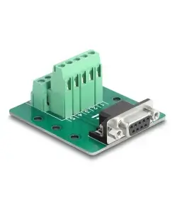 טרמינל בלוק DIN rail בחיבור הברגה לשקע D-Sub 9 pin צבע ירוק DELOCK | 66908