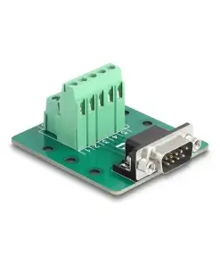 טרמינל בלוק DIN rail בחיבור הברגה לתקע D-Sub 9 pin צבע ירוק DELOCK | 66907