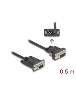 כבל סריאלי Serial D-Sub 9 RS-232 נ/נ עם חיבור חשמל בפין 9 צבע שחור DELOCK | 87835