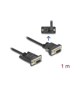 כבל סריאלי Serial D-Sub 9 RS-232 נ/נ עם חיבור חשמל בפין 9 צבע שחור DELOCK | 87837