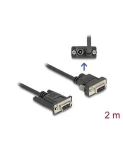 כבל סריאלי Serial D-Sub 9 RS-232 נ/נ עם חיבור חשמל בפין 9 צבע שחור DELOCK | 87838