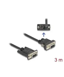 כבל סריאלי Serial D-Sub 9 RS-232 נ/נ עם חיבור חשמל בפין 9 צבע שחור DELOCK | 88239