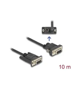 כבל סריאלי Serial D-Sub 9 RS-232 נ/נ עם חיבור חשמל בפין 9 צבע שחור DELOCK | 88240