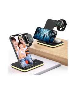 מטען אלחוטי 1IN3 מתאים לסלולרי שעון ואוזניות טעינה כפולה EZCOOL | WP-807