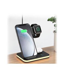 מטען אלחוטי 1IN3 מתאים לסלולרי שעון ואוזניות טעינה כפולה EZCOOL | WP-807