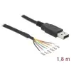 ממיר USB 2.0 זכר ל- TTL 3.3 V עם 6 גידים פתוחים צ'יפ FTDI צבע שחור DELOCK | 83117