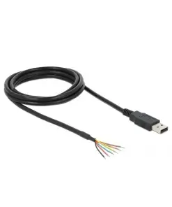 ממיר USB 2.0 זכר ל- TTL 3.3 V עם 6 גידים פתוחים צ'יפ FTDI צבע שחור DELOCK | 83117