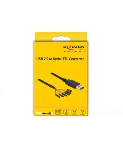 ממיר USB-A 2.0 זכר ל- TTL 3.3 V מחבר 6 פינים נפרדים צ'יפ FTDI צבע שחור DELOCK | 83787