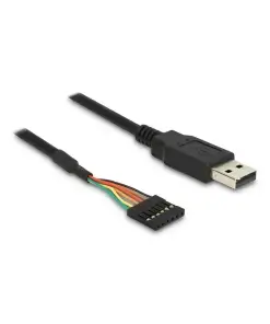 ממיר USB-A 2.0 זכר ל- TTL 3.3 V מחבר 6 פינים צ'יפ FTDI צבע שחור DELOCK | 83785