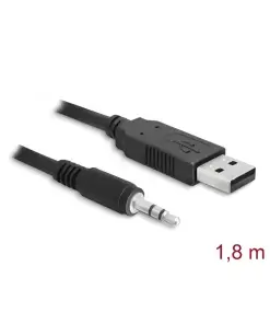 ממיר USB-A 2.0 זכר ל- TTL 3.3 V מחבר PL 3.5 בעל 3 מגעים צ'יפ FTDI צבע שחור DELOCK | 83114