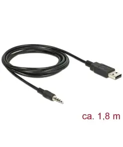 ממיר USB-A 2.0 זכר ל- TTL 3.3 V מחבר PL 3.5 בעל 4 מגעים צ'יפ FTDI צבע שחור DELOCK | 83779