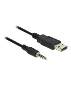 ממיר USB-A 2.0 זכר ל- TTL 3.3 V מחבר PL 3.5 בעל 4 מגעים צ'יפ FTDI צבע שחור DELOCK | 83779