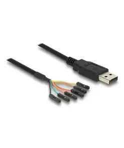 ממיר USB-A 2.0 זכר ל- TTL 5 V מחבר 6 פינים נפרדים צ'יפ FTDI צבע שחור DELOCK | 83786