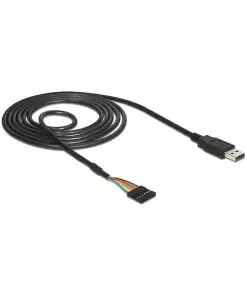 ממיר USB-A 2.0 זכר ל- TTL 5 V מחבר 6 פינים צ'יפ FTDI צבע שחור DELOCK | 83784