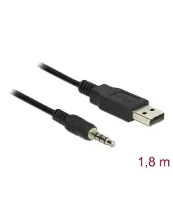 ממיר USB-A 2.0 זכר ל- TTL 5 V מחבר PL 3.5 בעל 4 מגעים צ'יפ FTDI צבע שחור DELOCK | 83778