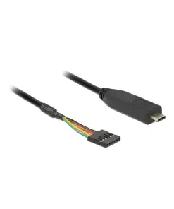 ממיר USB-C זכר ל- LVTTL מחבר 6 פינים נקבה צ'יפ FTDI צבע שחור DELOCK | 63913