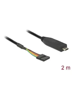 ממיר USB-C זכר ל- LVTTL מחבר 6 פינים נקבה צ'יפ FTDI צבע שחור DELOCK | 63913