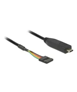 ממיר USB-C זכר ל- TTL 5 V מחבר 6 פינים נקבה צ'יפ FTDI צבע שחור DELOCK | 63947