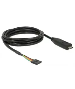 ממיר USB-C זכר ל- TTL 5 V מחבר 6 פינים נקבה צ'יפ FTDI צבע שחור DELOCK | 63947