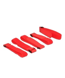 רצועות סקוטש דו צדדי עם לולאה אורך 300 מ"מ סט 5 יח' צבע אדום DELOCK | 18705