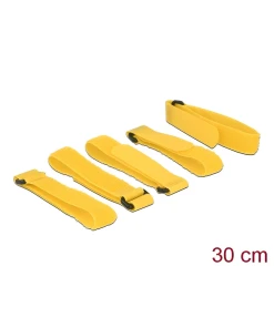 רצועות סקוטש דו צדדי עם לולאה אורך 300 מ"מ סט 5 יח' צבע בצהוב DELOCK | 18708