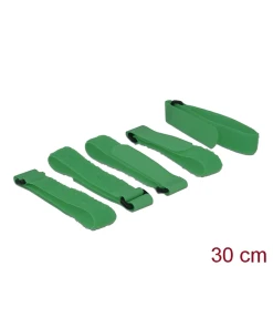 רצועות סקוטש דו צדדי עם לולאה אורך 300 מ"מ סט 5 יח' צבע ירוק DELOCK | 18706