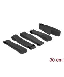 רצועות סקוטש דו צדדי עם לולאה אורך 300 מ"מ סט 5 יח' צבע שחור DELOCK | 19590