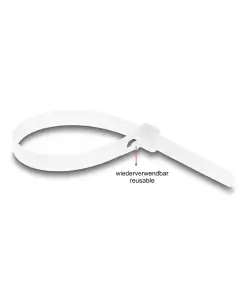 אזיקונים פלסטיק רב פעמיים ניתנים לפתיחה חוזרת צבע לבן סט 100 יח' DELOCK | 18644