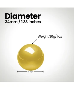 כדור גלגלת לעכבר ארגונומי בצבע זהב Perixx | PERIPRO-303GGO | Glossy Gold 1.34 Inch (34mm) Replacement Trackball