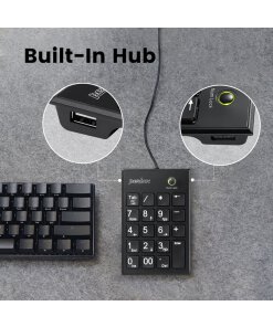 לוח מקשים בצבע שחור Perixx | PERIPAD-202-H | Wired Numeric Scissor Keypad with Hubs