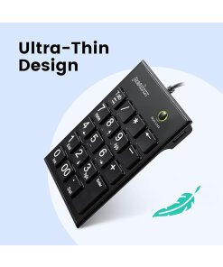 לוח מקשים בצבע שחור Perixx | PERIPAD-202C | Wired Numeric Scissor Type C Keypad with Hubs