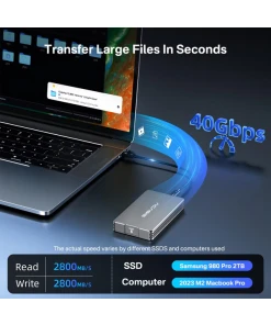 מארז חיצוני Thunderbolt™ 4 40Gbps עבור כונן M.2 PCIe NVMe SSD בצבע אפור ACASIS | TBU401