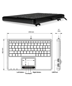 מקלדת אלחוטית ארגונומית בצבע שחור Perixx | PERIBOARD-510-H-PLUS | Wired 230x160x17mm Touchpad USB Hub KB