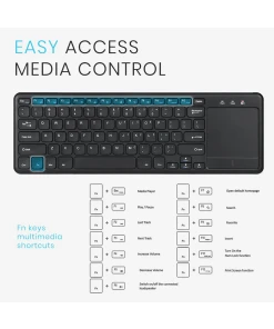 מקלדת אלחוטית ארגונומית בצבע שחור Perixx | PERIBOARD-716 | Wireless Touchpad Keyboard