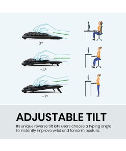 מקלדת אלחוטית ארגונומית בצבע שחור Perixx | PERIBOARD-835BL | Multi-device Ergonomic Mechanical Clicky US KB