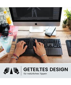 מקלדת אלחוטית ארגונומית בצבע שחור Perixx | PERIBOARD-835BR | Multi-device Ergonomic Mechanical Tactile US KB