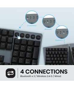 מקלדת אלחוטית ארגונומית בצבע שחור Perixx | PERIBOARD-835RD | Multi-device Ergonomic Mechanical Linear US KB