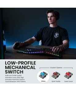 מקלדת אלחוטית ארגונומית בצבע שחור Perixx | PERIBOARD-835RD | Multi-device Ergonomic Mechanical Linear US KB