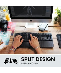 מקלדת אלחוטית ארגונומית בצבע שחור Perixx | PERIBOARD-835RD | Multi-device Ergonomic Mechanical Linear US KB