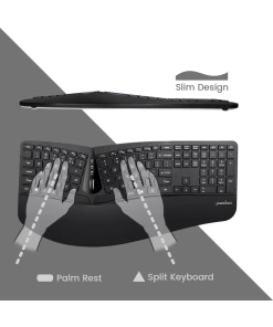 מקלדת אלחוטית ארגונומית בצבע שחור Perixx | PERIDUO-605 | Wireless 2.4GHz Ergonomic Set: Split Full Size Keyboard and Vertical Mouse