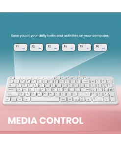 מקלדת חוטית ארגונומית בצבע לבן Perixx | PERIBOARD-213W | Wired USB Compact 90% Keyboard