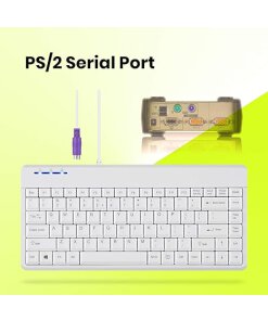 מקלדת חוטית ארגונומית בצבע לבן Perixx | PERIBOARD-409PW | Wired PS2 Mini Keyboard