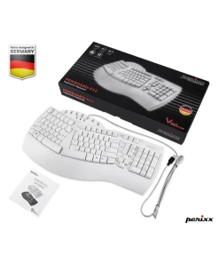 מקלדת חוטית ארגונומית בצבע לבן Perixx | PERIBOARD-512-W | Wired Ergonomic Split White USB US KB