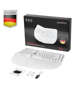 מקלדת חוטית ארגונומית בצבע לבן Perixx | PERIBOARD-613-W | Wireless Dual Mini Ergonomic White US KB