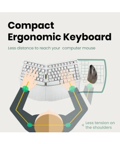 מקלדת חוטית ארגונומית בצבע לבן Perixx | PERIBOARD-613-W | Wireless Dual Mini Ergonomic White US KB