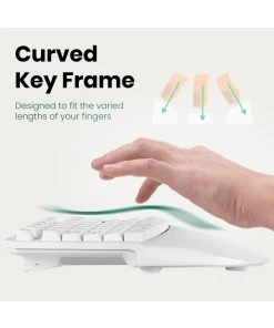 מקלדת חוטית ארגונומית בצבע לבן Perixx | PERIBOARD-613-W | Wireless Dual Mini Ergonomic White US KB