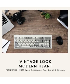 מקלדת חוטית ארגונומית בצבע לבן/אפור Perixx | PERIBOARD-106-M | Wired Vintage Grey/White Standard Keyboard