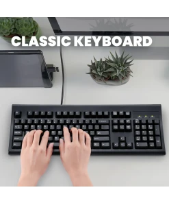 מקלדת חוטית ארגונומית בצבע שחור Perixx | PERIBOARD-106-B | Wired Black Full-Size Keyboard