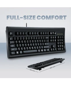 מקלדת חוטית ארגונומית בצבע שחור Perixx | PERIBOARD-106-B | Wired Black Full-Size Keyboard